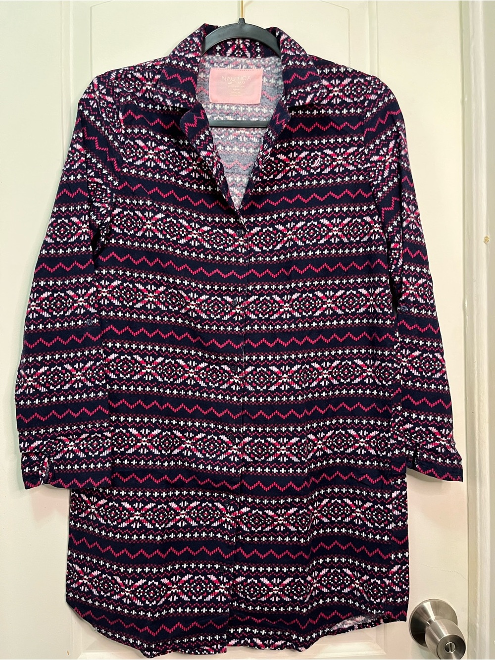 Nautica Navy, Red and White Fair Isle Nightgown
